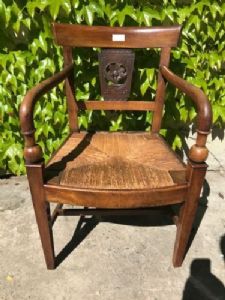 Charles X Walnut Armchair with Straw Seat - Restored (work in progress)_car 1731